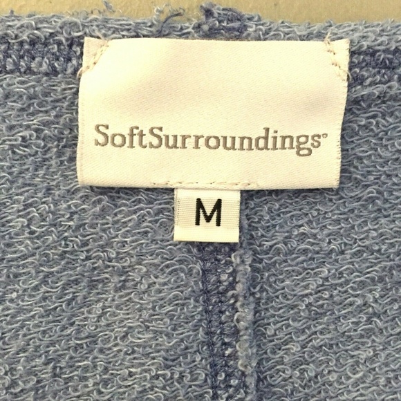 Soft Surroundings Fleece Tunic Top Raw Edges Blue Size Medium - Picture 6 of 7
